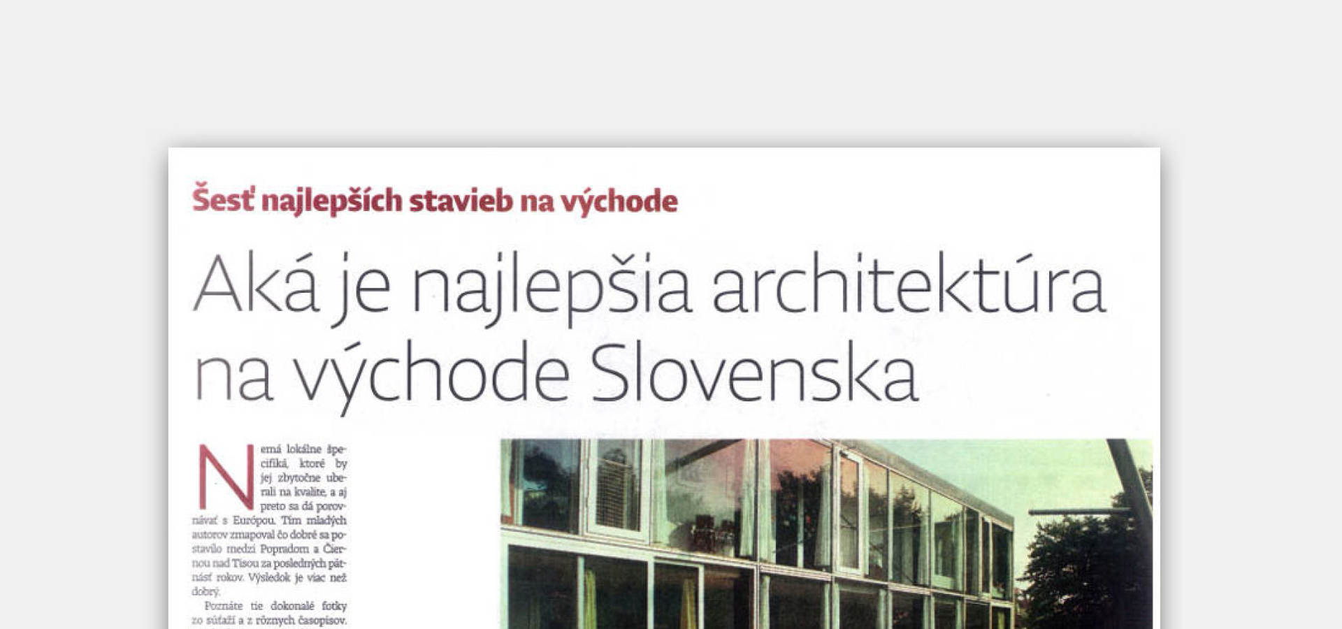 Aká je ta najlepšia architektúra na Východe Slovenska | Médiá o nás | Atrium Architekti